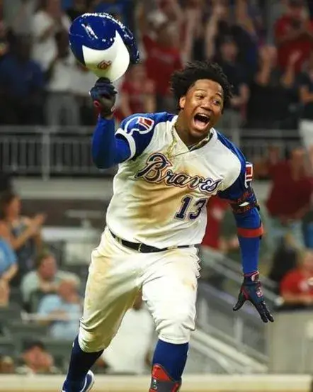 RONALD ACUNA JR. Atlanta Braves 1970’s Home Majestic Throwback Baseball Jersey 