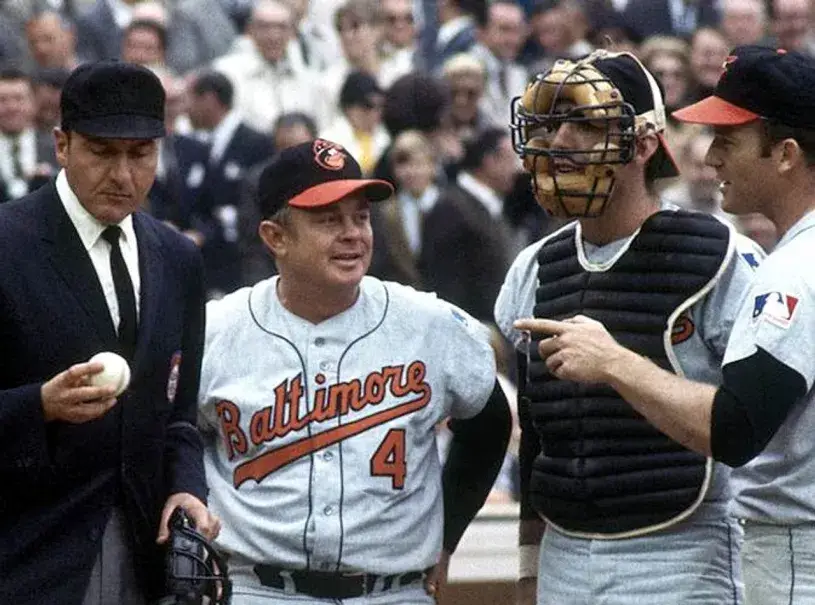 EARL WEAVER Baltimore Orioles 1969 Majestic Cooperstown Away Baseball Jersey 