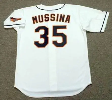 MIKE MUSSINA Baltimore Orioles 1999 Home Majestic Throwback Baseball Jersey 