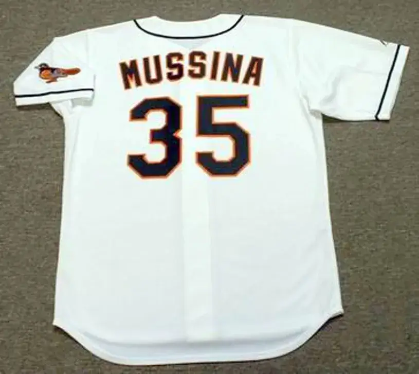 MIKE MUSSINA Baltimore Orioles 1999 Home Majestic Throwback Baseball Jersey 