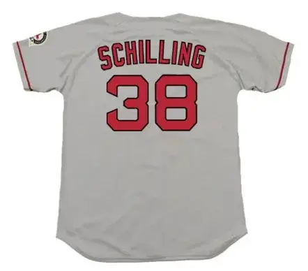 CURT SCHILLING Boston Red Sox 2004 Majestic Throwback Away Baseball Jersey 