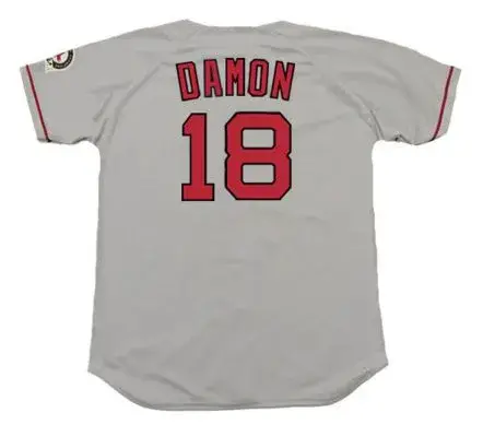 JOHNNY DAMON Boston Red Sox 2004 Majestic Throwback Away Baseball Jersey 