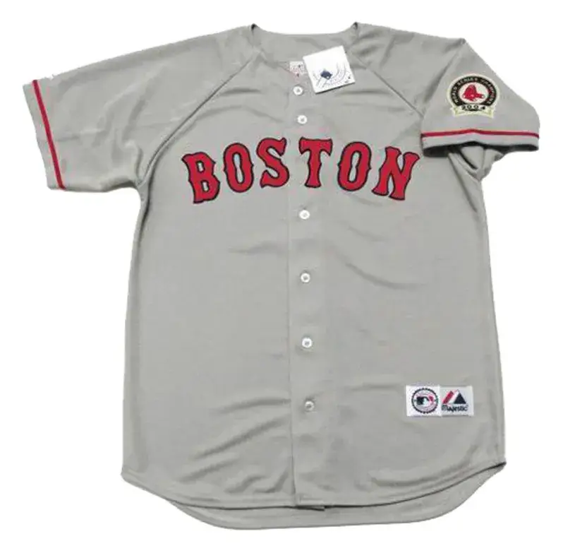 KEVIN YOUKILIS Boston Red Sox 2004 Majestic Throwback Away Baseball Jersey