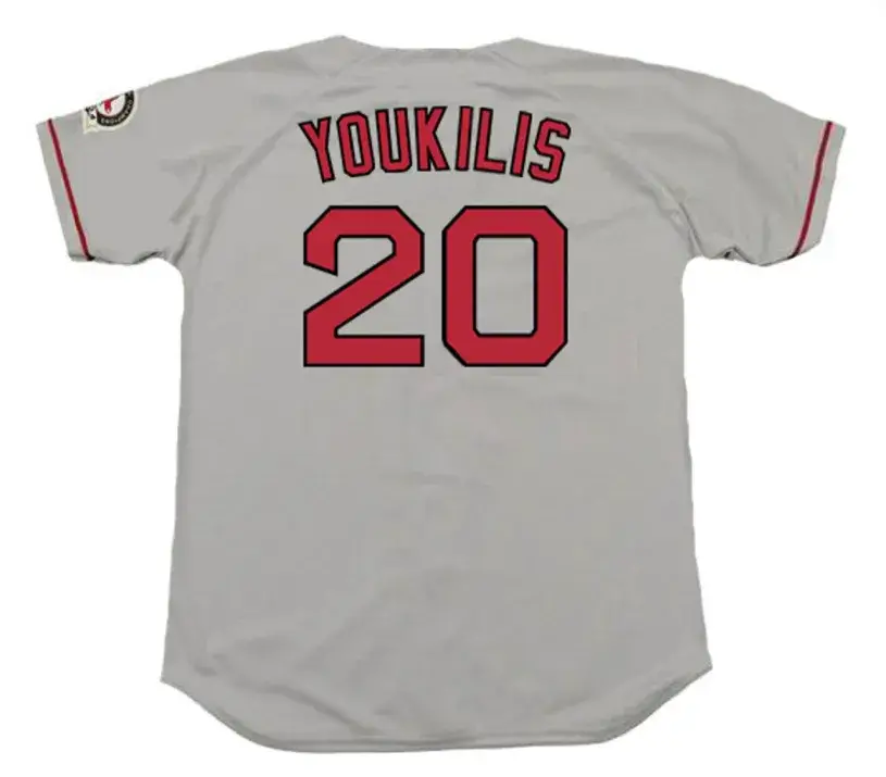 KEVIN YOUKILIS Boston Red Sox 2004 Majestic Throwback Away Baseball Jersey 