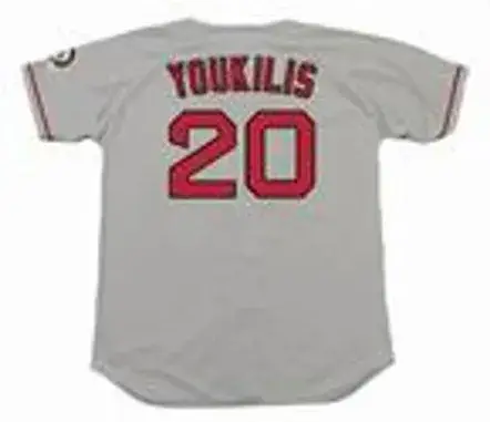 KEVIN YOUKILIS Boston Red Sox 2004 Majestic Throwback Away Baseball Jersey 