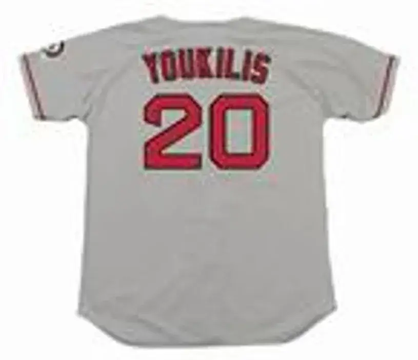 KEVIN YOUKILIS Boston Red Sox 2004 Majestic Throwback Away Baseball Jersey 