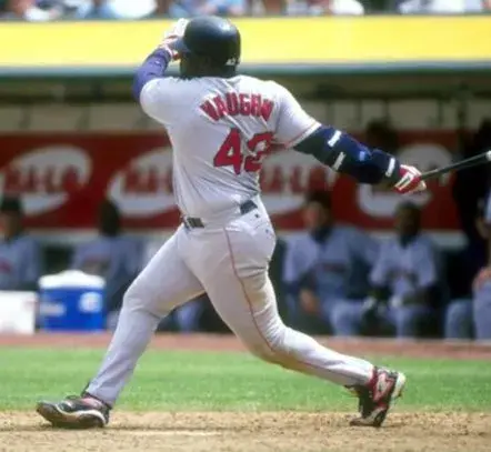 MO VAUGHN Boston Red Sox 1996 Majestic Throwback Away Baseball Jersey 