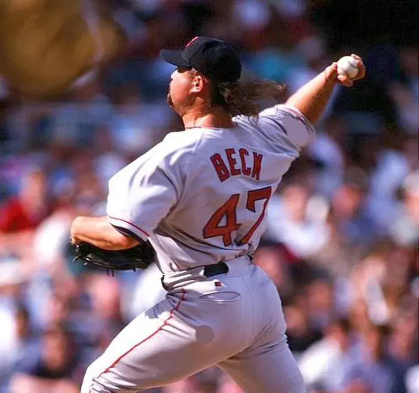 ROD BECK Boston Red Sox 2001 Majestic Throwback Away Baseball Jersey 