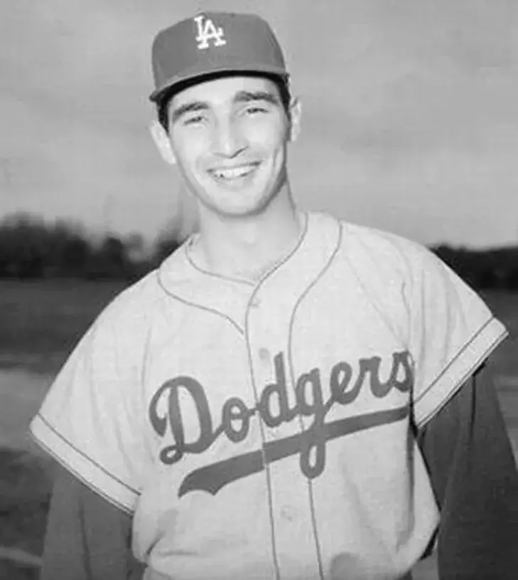 SANDY KOUFAX Brooklyn Dodgers 1955 Majestic Throwback Away Baseball Jersey 