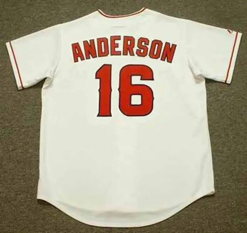 GARRET ANDERSON Anaheim Angels 2002 Home Majestic Throwback Baseball Jersey 