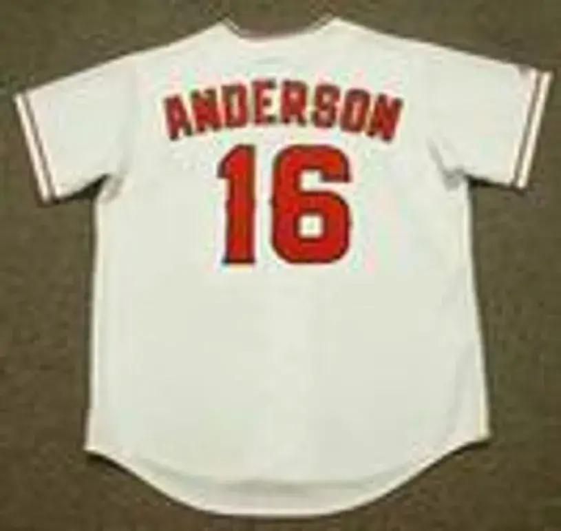 GARRET ANDERSON Anaheim Angels 2002 Home Majestic Throwback Baseball Jersey 