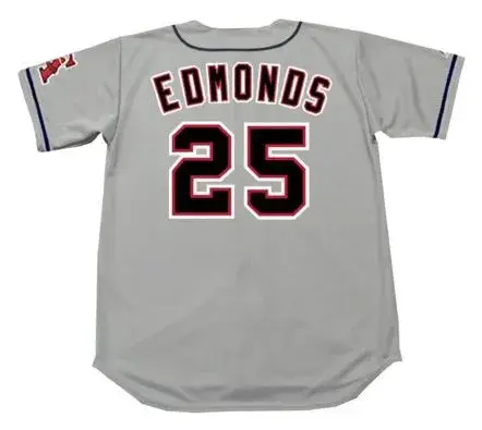 JIM EDMONDS California Angels 1996 Majestic Throwback Away Baseball Jersey 