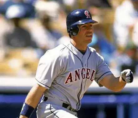 JIM EDMONDS California Angels 1996 Majestic Throwback Away Baseball Jersey 