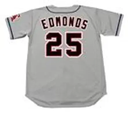 JIM EDMONDS California Angels 1996 Majestic Throwback Away Baseball Jersey 