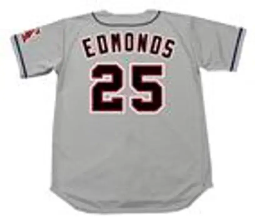 JIM EDMONDS California Angels 1996 Majestic Throwback Away Baseball Jersey 