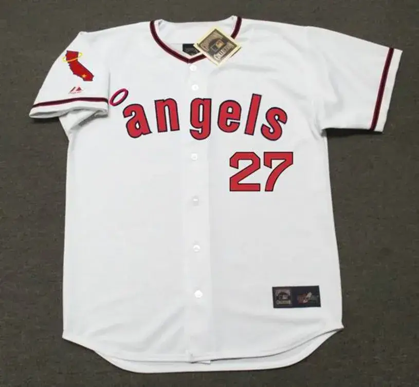 MIKE TROUT California Angels 1970’s Home Majestic Baseball Throwback Jersey