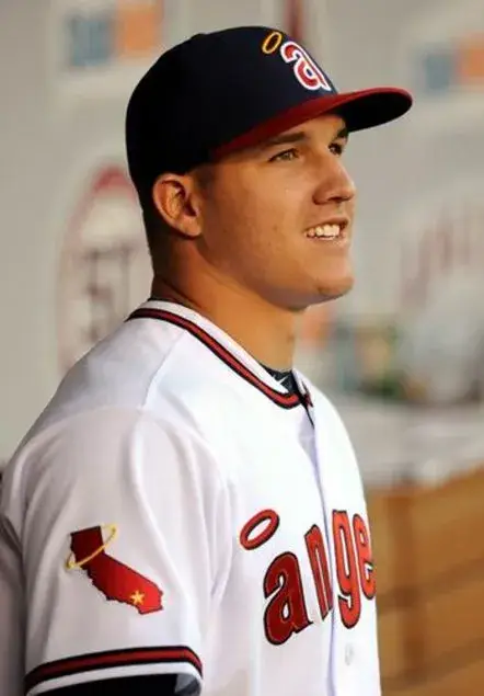 MIKE TROUT California Angels 1970’s Home Majestic Baseball Throwback Jersey 