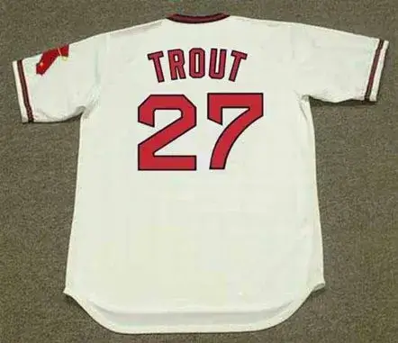 MIKE TROUT California Angels 1980’s Home Majestic Throwback Baseball Jersey