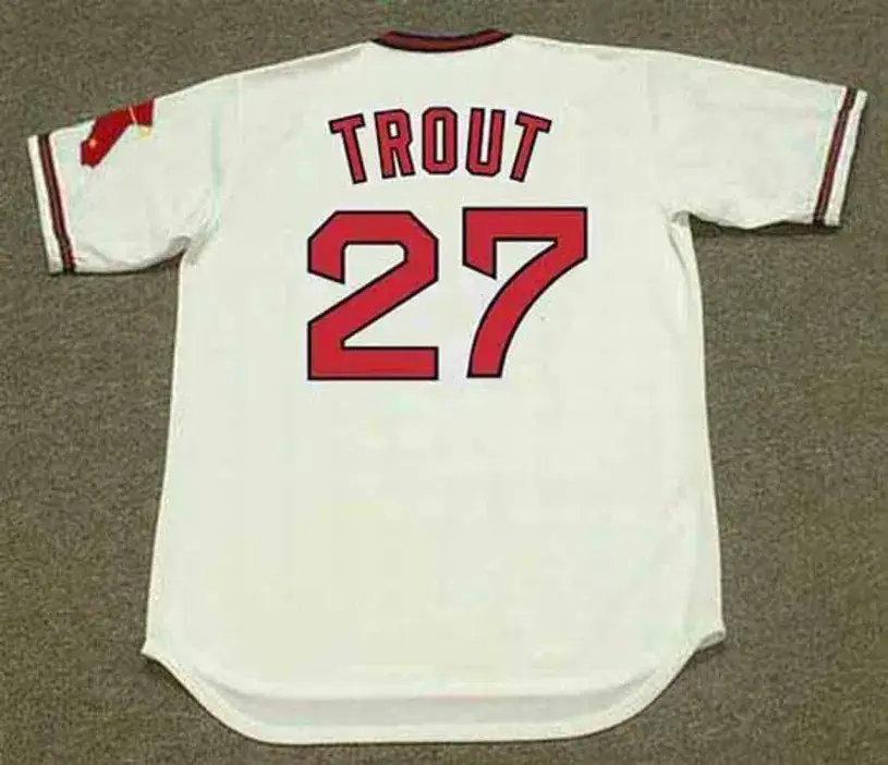 MIKE TROUT California Angels 1980’s Home Majestic Throwback Baseball Jersey