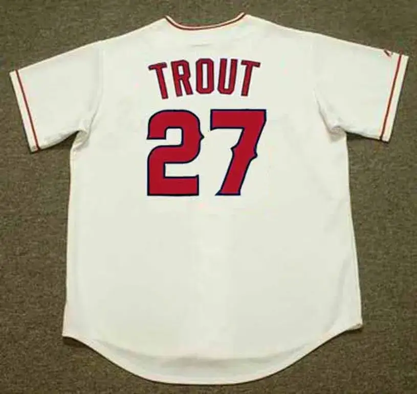 MIKE TROUT Los Angeles Angels 2012 Home Majestic Throwback Baseball Jersey 