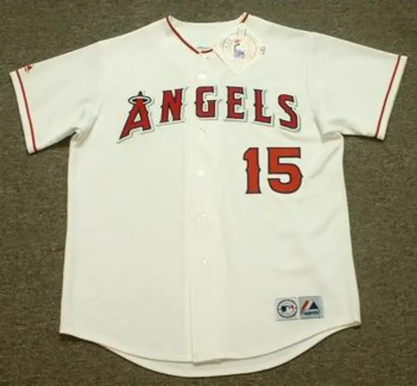 TIM SALMON Anaheim Angels 2002 Home Majestic Throwback Baseball Jersey