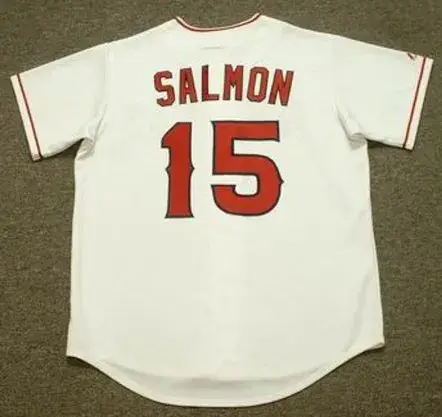 TIM SALMON Anaheim Angels 2002 Home Majestic Throwback Baseball Jersey 
