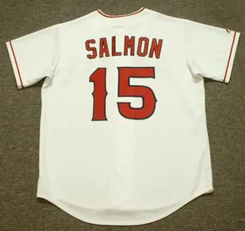 TIM SALMON Anaheim Angels 2002 Home Majestic Throwback Baseball Jersey 