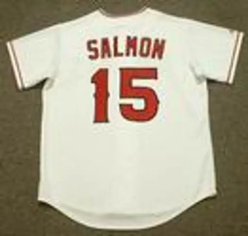 TIM SALMON Anaheim Angels 2002 Home Majestic Throwback Baseball Jersey 