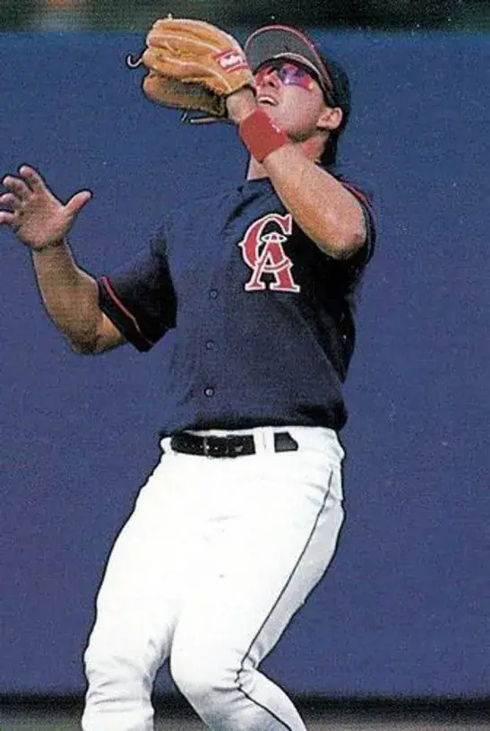 TIM SALMON California Angels 1995 Alternate Majestic Baseball Throwback Jersey 