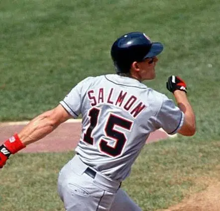 TIM SALMON California Angels 1996 Majestic Throwback Away Baseball Jersey 