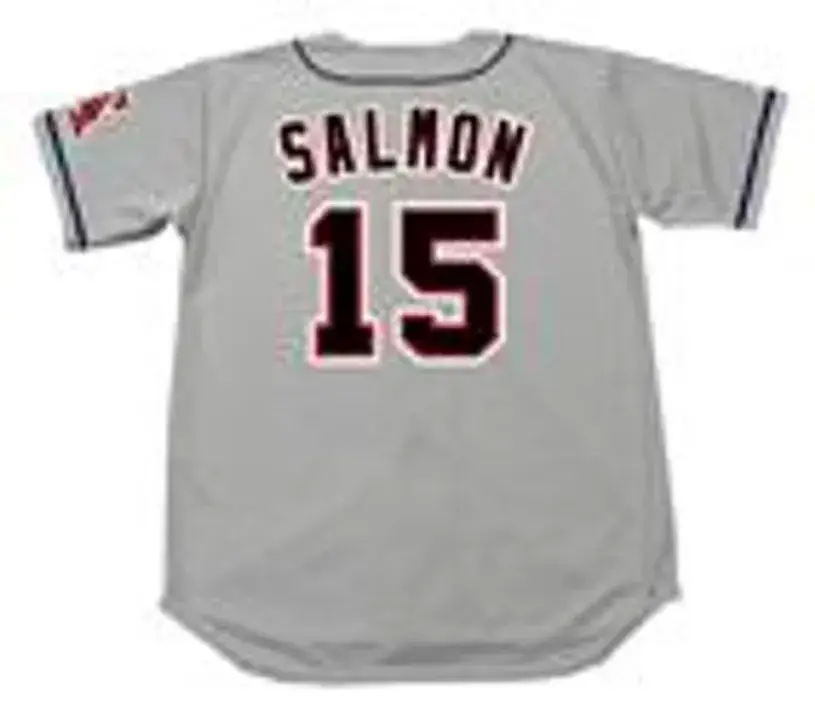 TIM SALMON California Angels 1996 Majestic Throwback Away Baseball Jersey 