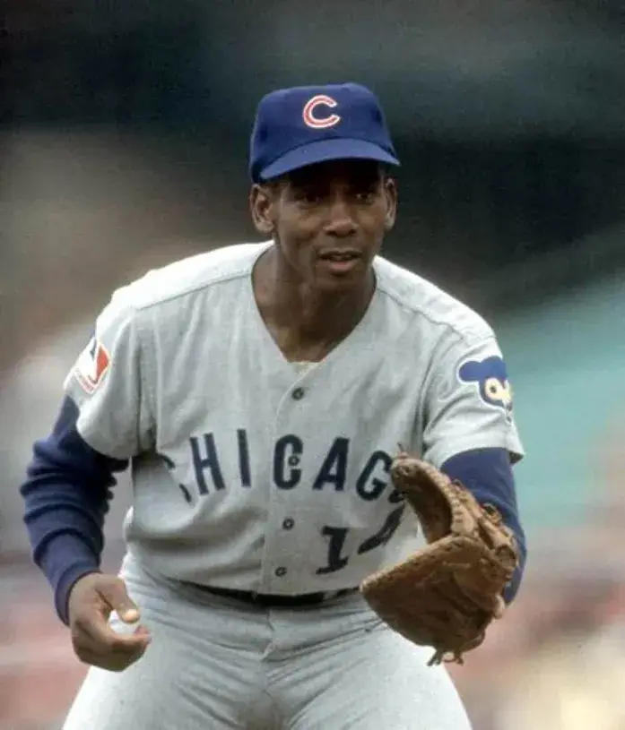 ERNIE BANKS Chicago Cubs 1969 Away Majestic Throwback Baseball Jersey 