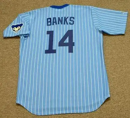 ERNIE BANKS Chicago Cubs Away Majestic Throwback Baseball Jersey 