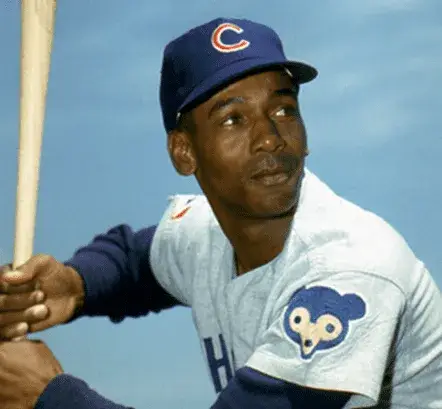 ERNIE BANKS Chicago Cubs Away Majestic Throwback Baseball Jersey 
