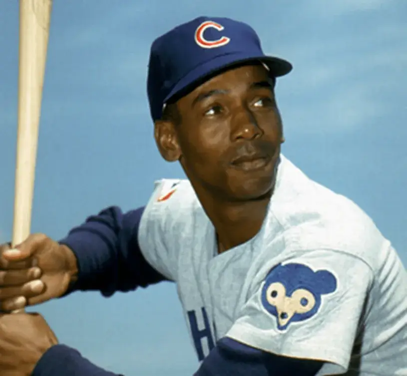 ERNIE BANKS Chicago Cubs Away Majestic Throwback Baseball Jersey 