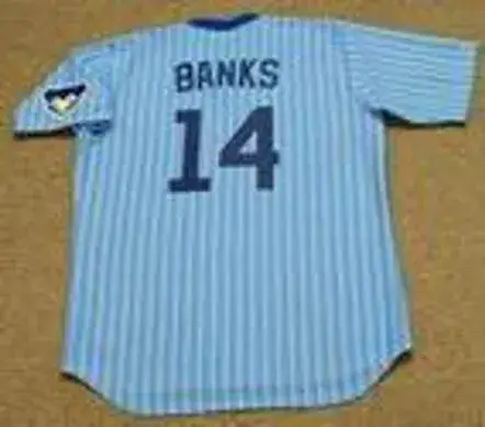 ERNIE BANKS Chicago Cubs Away Majestic Throwback Baseball Jersey 