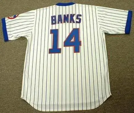 ERNIE BANKS Chicago Cubs Home Majestic Throwback Baseball Jersey 