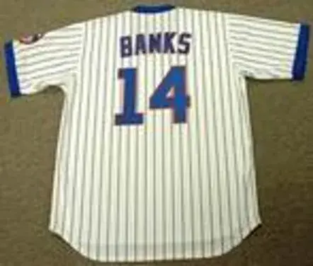 ERNIE BANKS Chicago Cubs Home Majestic Throwback Baseball Jersey 