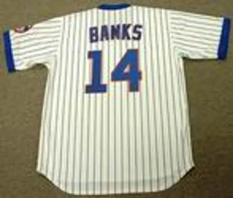 ERNIE BANKS Chicago Cubs Home Majestic Throwback Baseball Jersey 