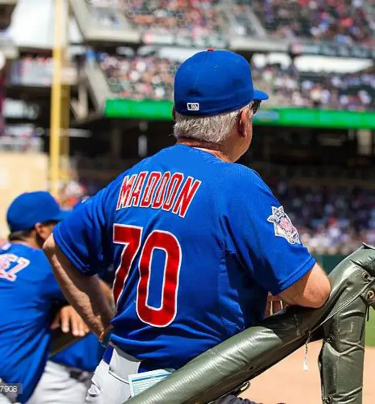 JOE MADDON Chicago Cubs 2016 Alternate Majestic Throwback Baseball Jersey 