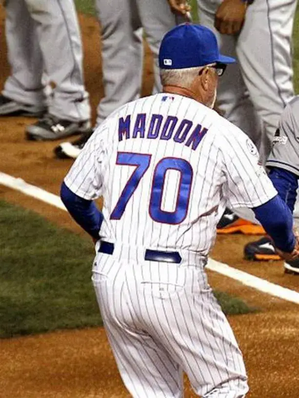 JOE MADDON Chicago Cubs 2016 Home Majestic Throwback Baseball Jersey 