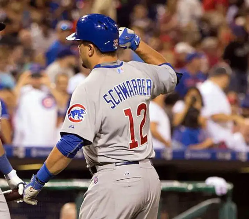 KYLE SCHWARBER Chicago Cubs Majestic Away Baseball Jersey 