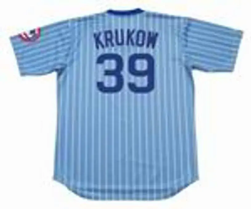 MIKE KRUKOW Chicago Cubs 1981 Away Majestic  Throwback Baseball Jersey 