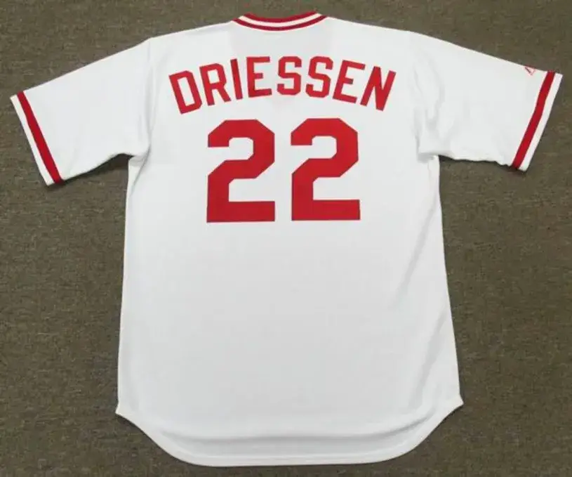DAN DRIESSEN Cincinnati Reds 1975 Majestic Cooperstown Throwback Baseball Jersey 