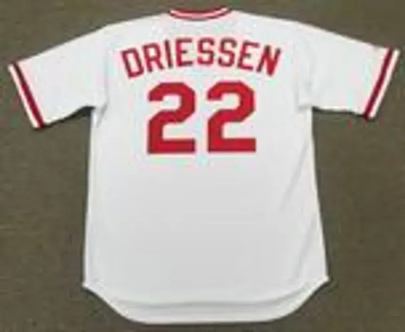 DAN DRIESSEN Cincinnati Reds 1975 Majestic Cooperstown Throwback Baseball Jersey 