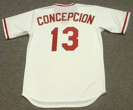 DAVE CONCEPCION Cincinnati Reds 1975 Majestic Cooperstown Home Baseball Jersey 