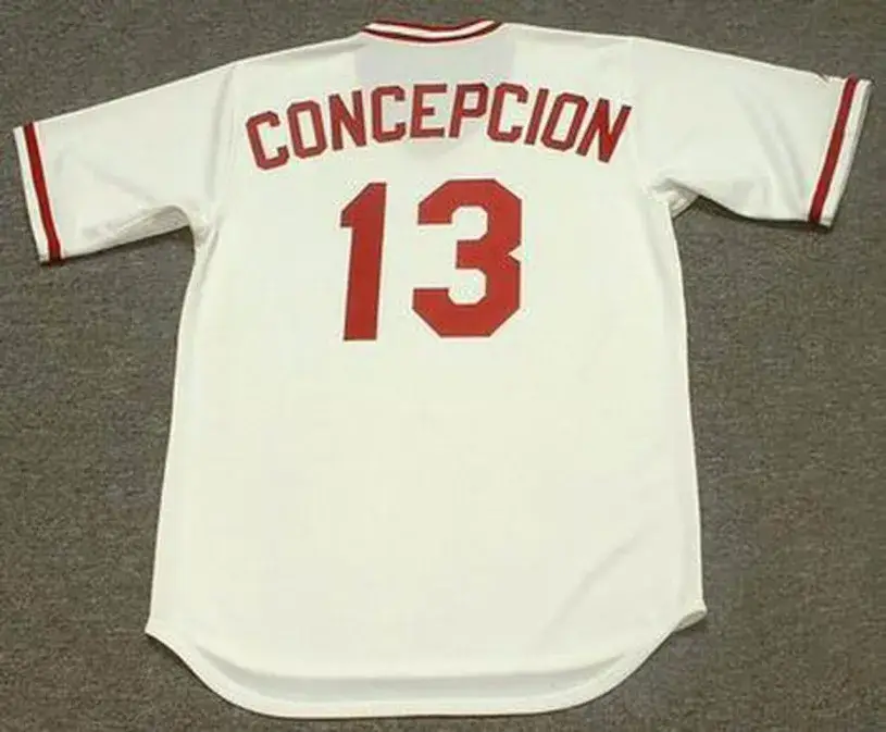 DAVE CONCEPCION Cincinnati Reds 1975 Majestic Cooperstown Home Baseball Jersey 