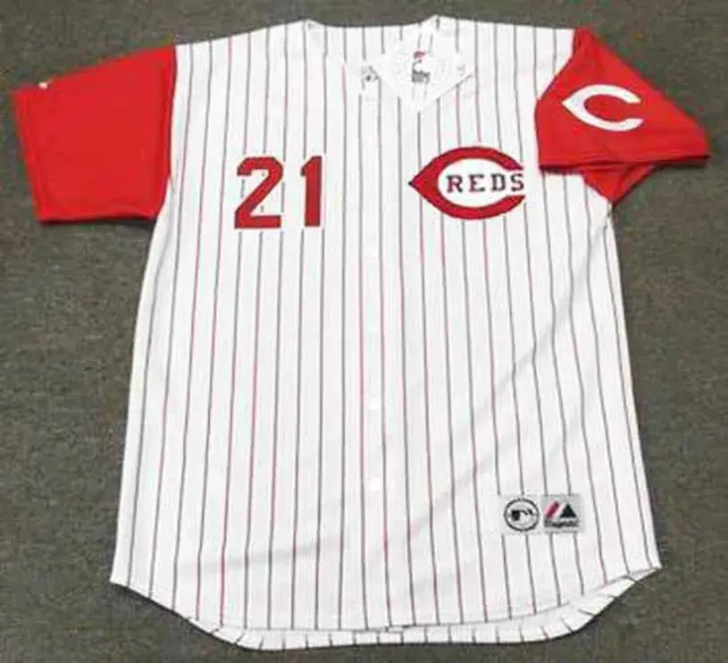 DEION SANDERS Cincinnati Reds 1997 Majestic Throwback Home Baseball Jersey