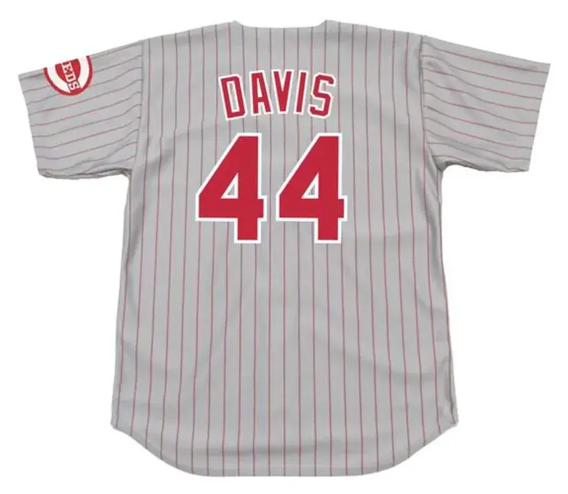 ERIC DAVIS Cincinnati Reds 1996 Majestic Throwback Away Baseball Jersey 