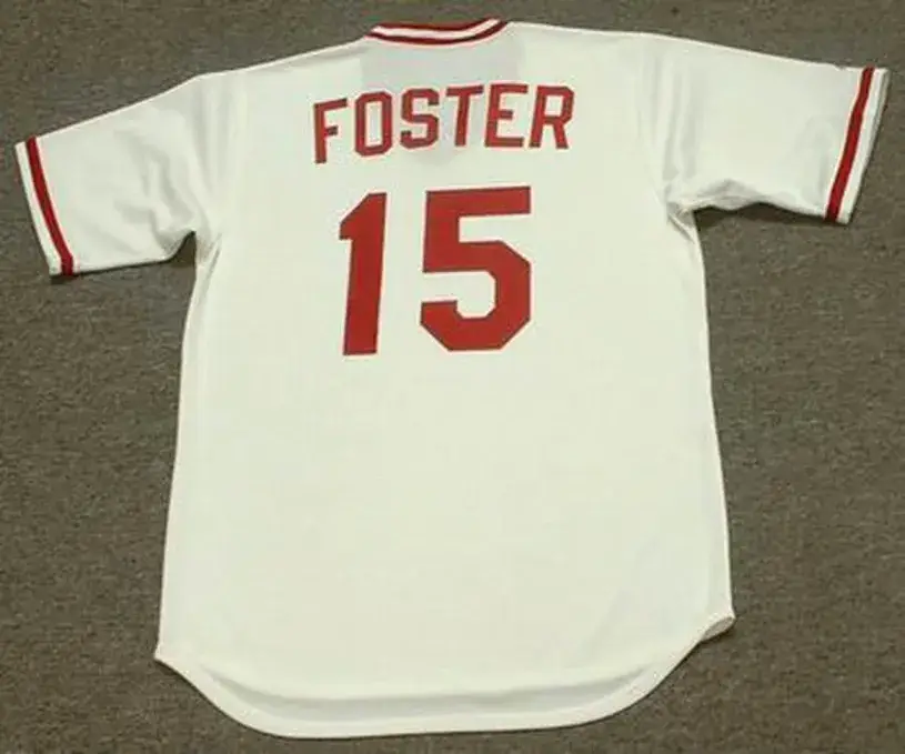 GEORGE FOSTER Cincinnati Reds 1975 Majestic Cooperstown Home Baseball Jersey 